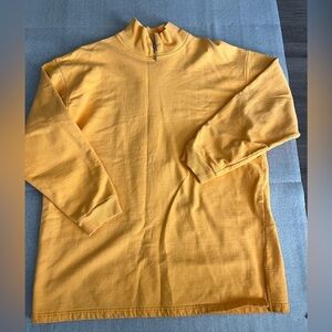[XL/PTP:23”]Vintage Yellow Neck Zip Pullover Cotton Sweatshirt